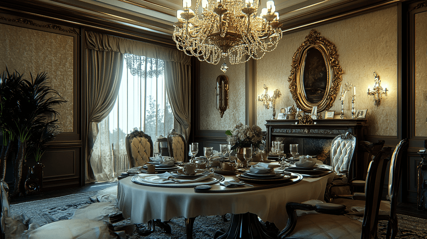 Eetkamer met kroonluchter: elegantie en sfeer verenigen