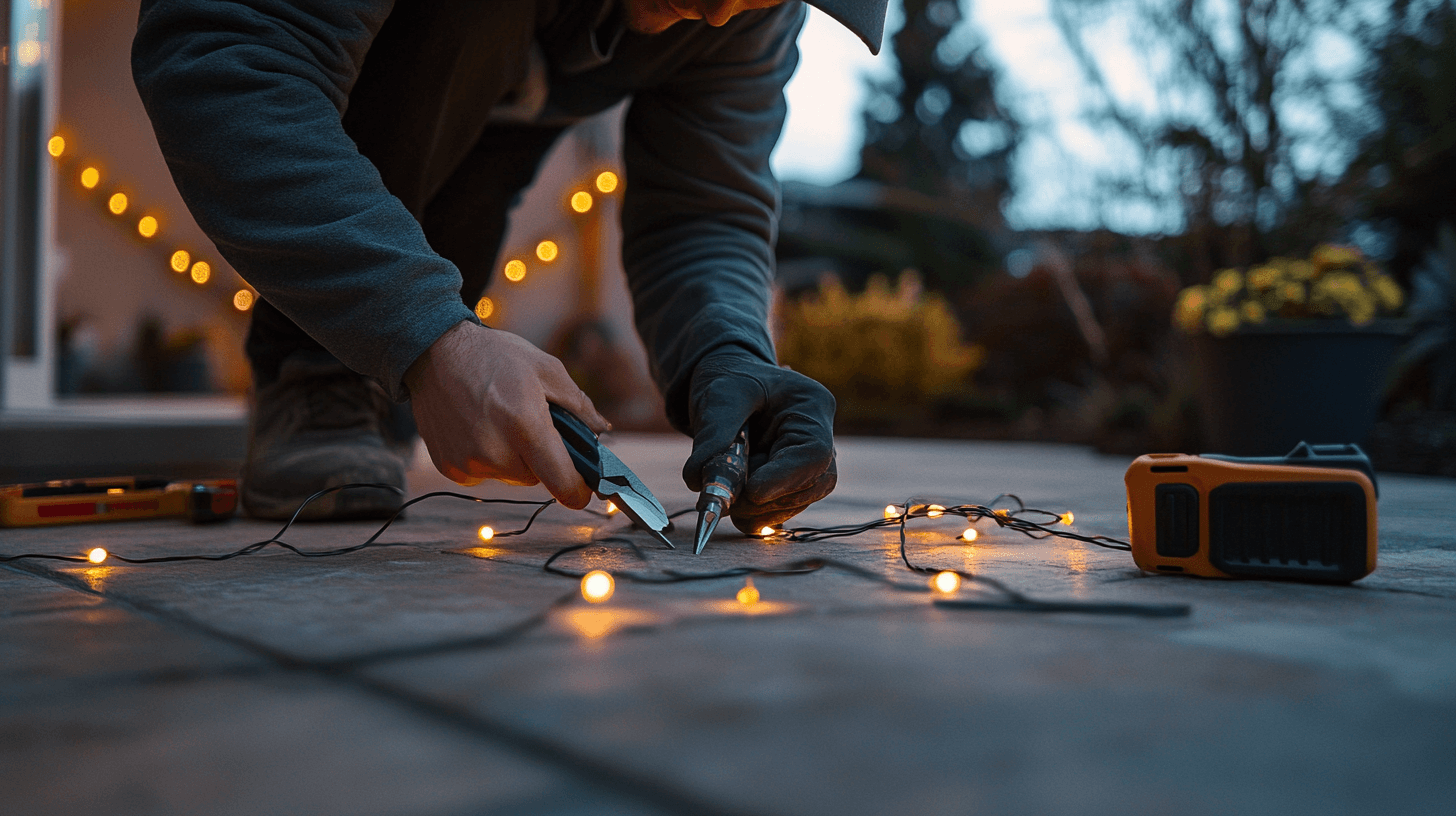 Veilige installatie van lichtslingers buitenshuis